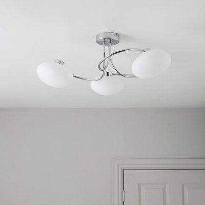 Joia Swirl Brushed Glass & metal Chrome effect 3 Lamp Ceiling light