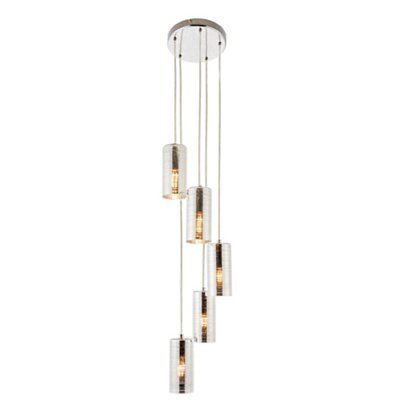 JoJo Glass & metal Chrome effect 5 Lamp LED Ceiling light