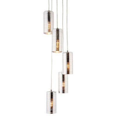JoJo Glass & metal Chrome effect 5 Lamp LED Ceiling light