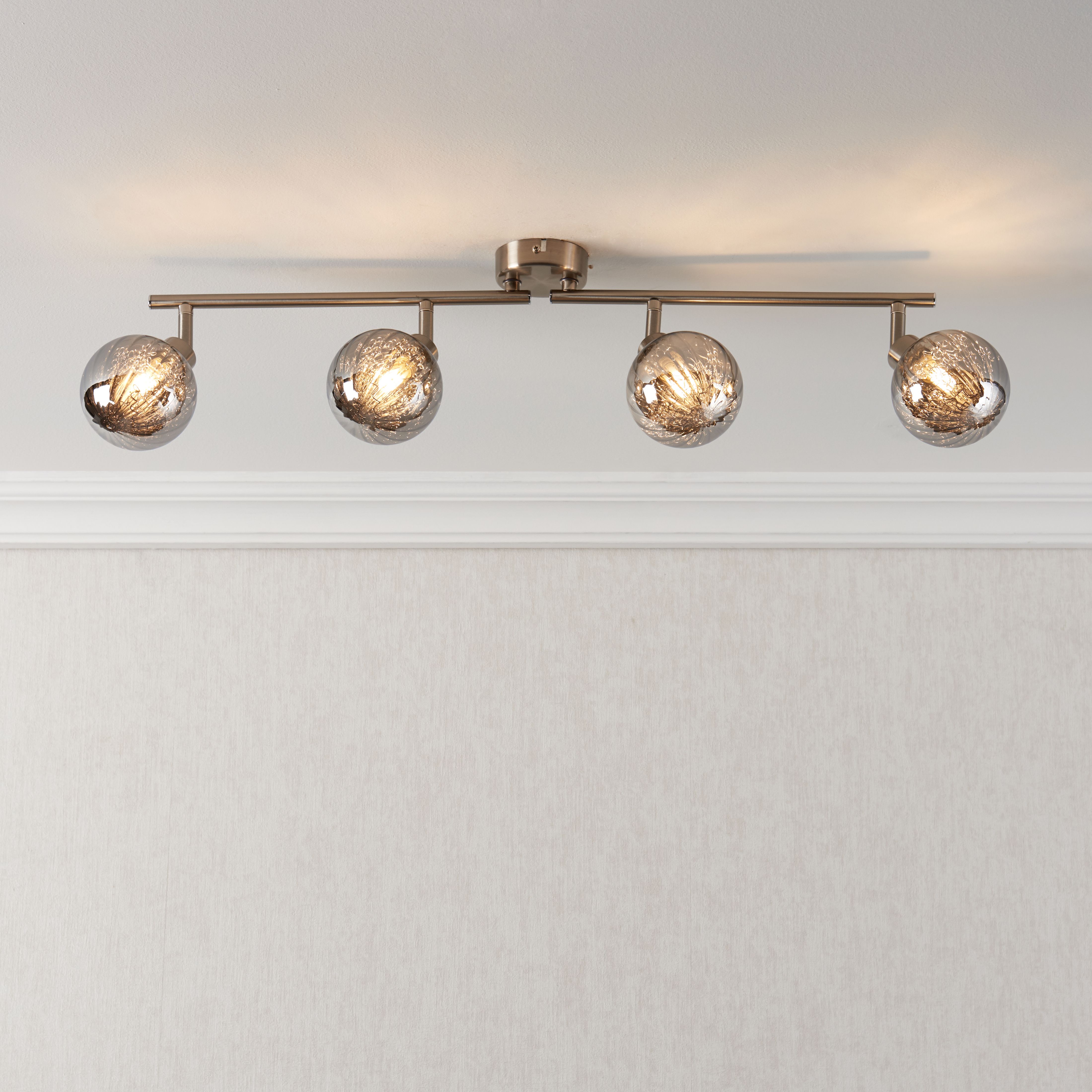 Jola Silver Nickel effect 4 Light Spotlight bar