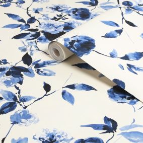 Joules Blue Boho bloom Smooth Wallpaper Sample