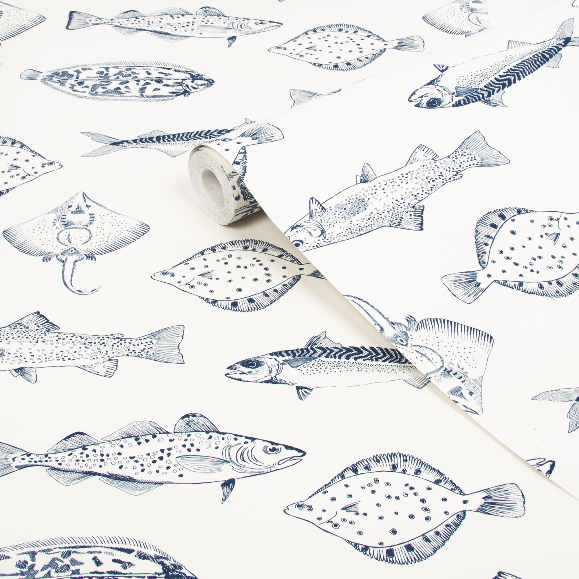 Joules Blue Fish Smooth Wallpaper Sample