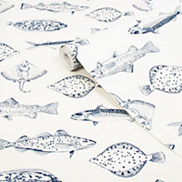 Joules Blue Fish Smooth Wallpaper