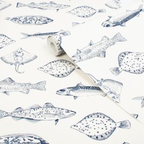 Joules Blue Fish Smooth Wallpaper
