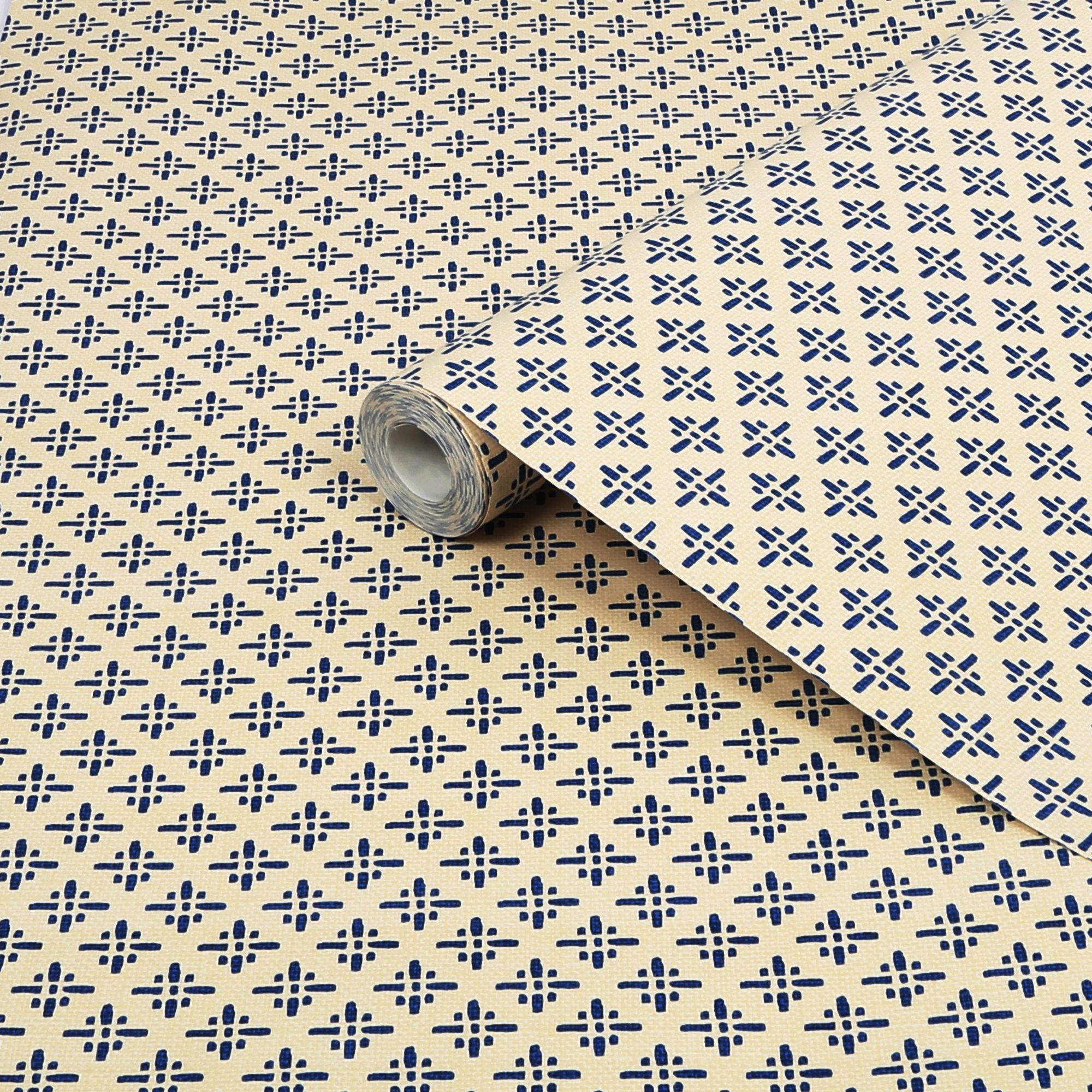 Joules Blue Geometric Smooth Wallpaper Sample