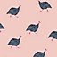 Joules Blush pink Guinea fowl Smooth Wallpaper