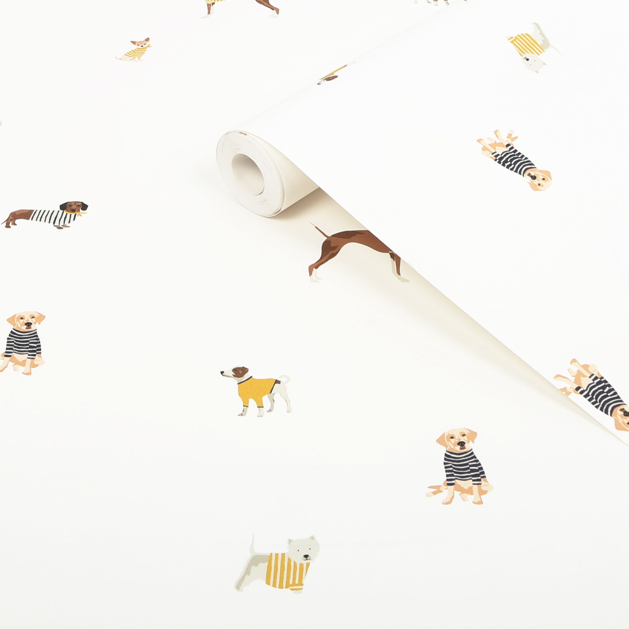 Joules Cream Harbour dog Smooth Wallpaper DIY at B&Q