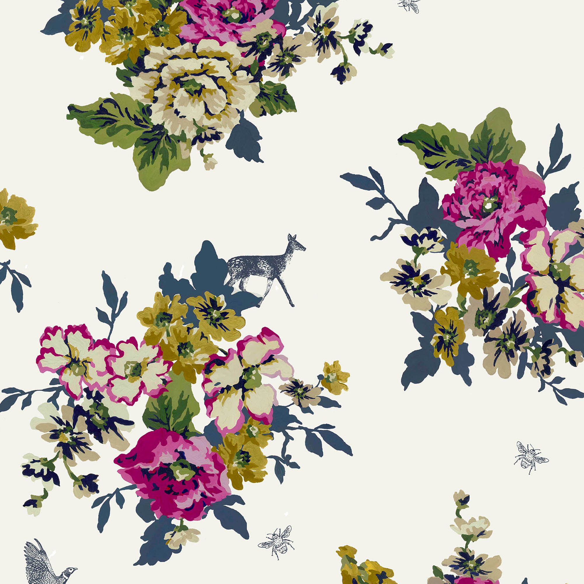 Joules Crème Cambridge floral Smooth Wallpaper