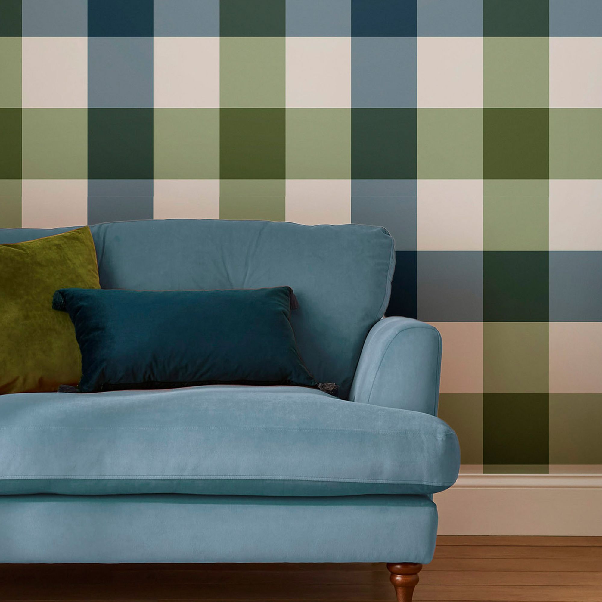 Joules Green Jumbo gingham Smooth Wallpaper