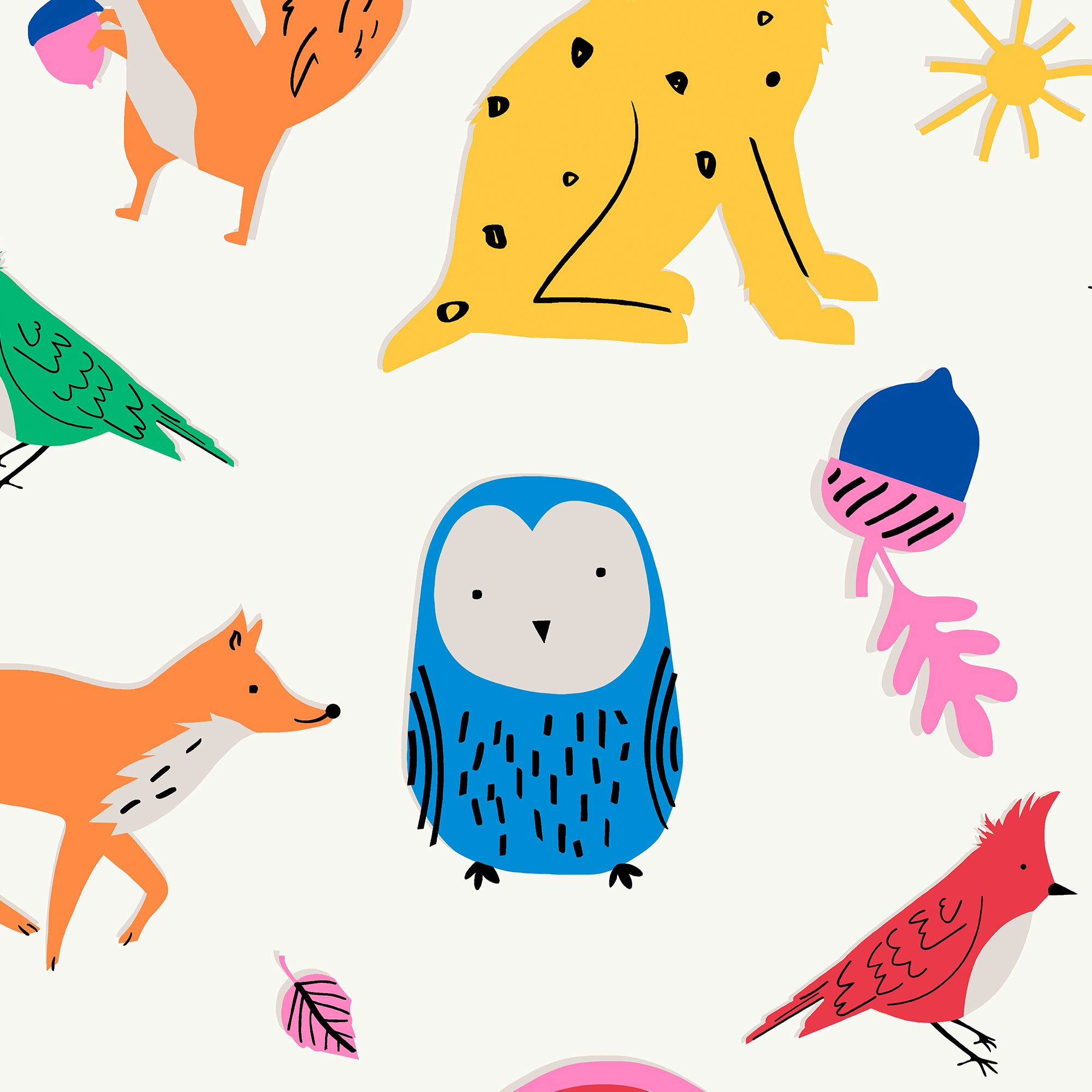 Joules Multicolour Country critters Smooth Wallpaper