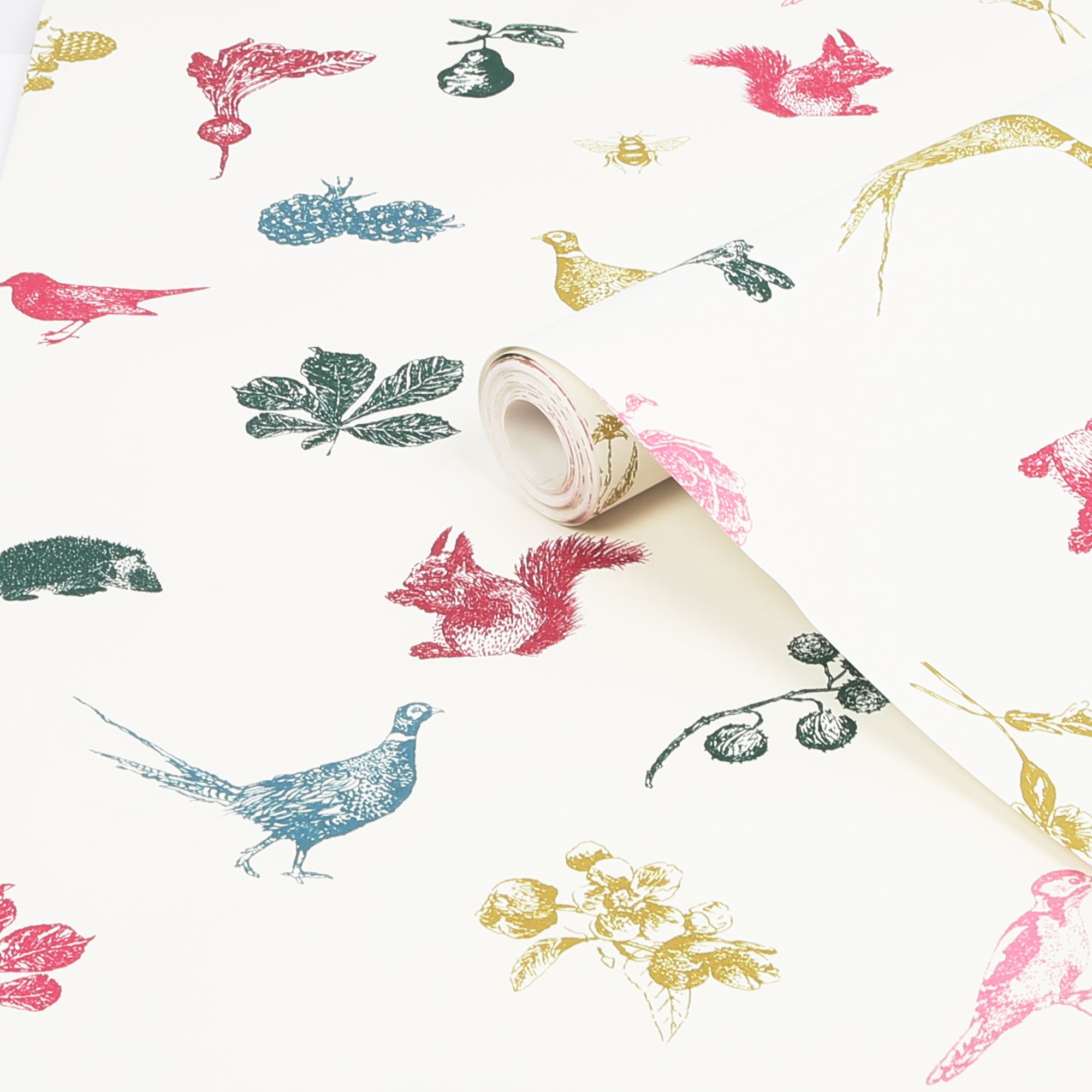 Joules Multicolour Etched woodland Smooth Wallpaper