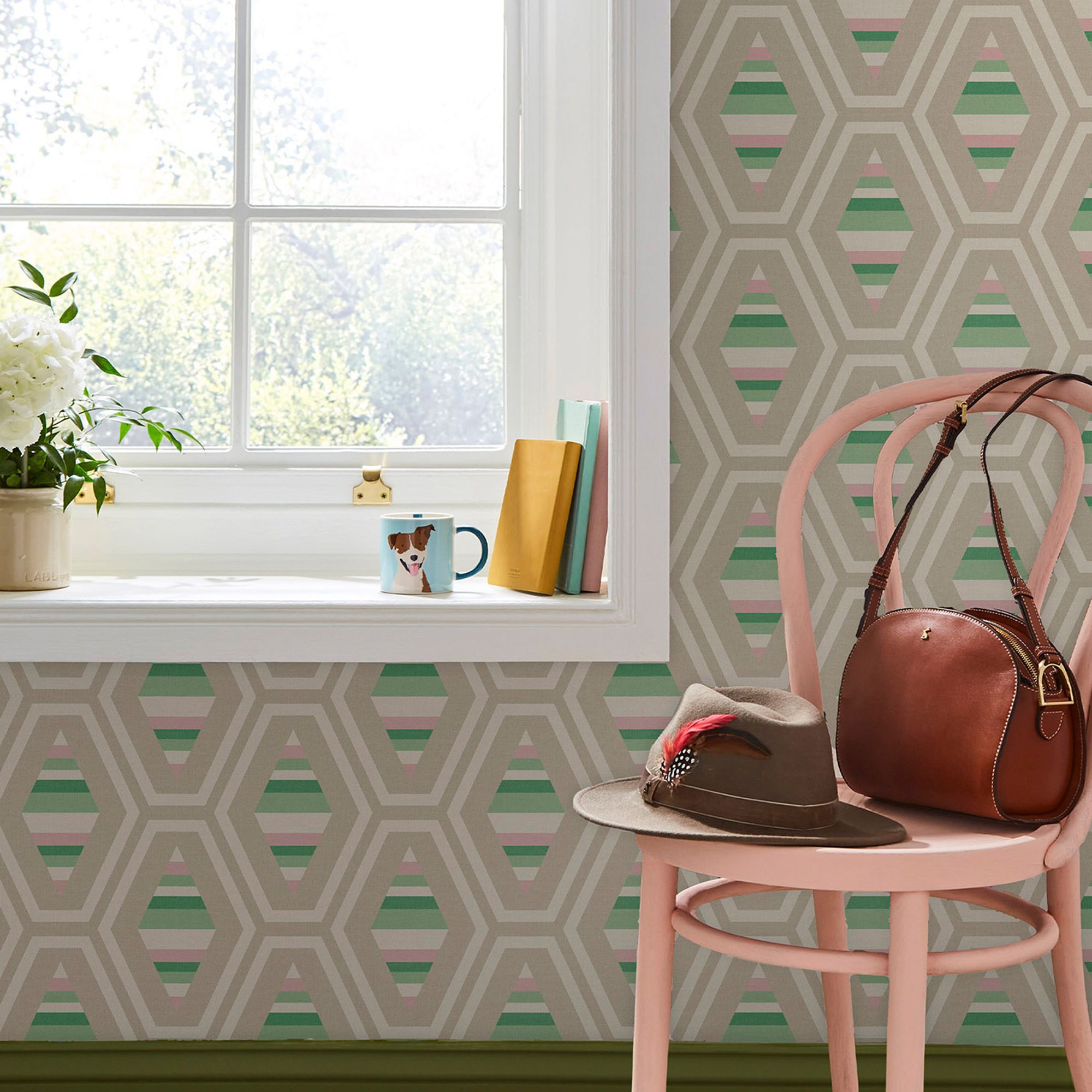 Joules Multicolour Geometric Smooth Wallpaper Sample