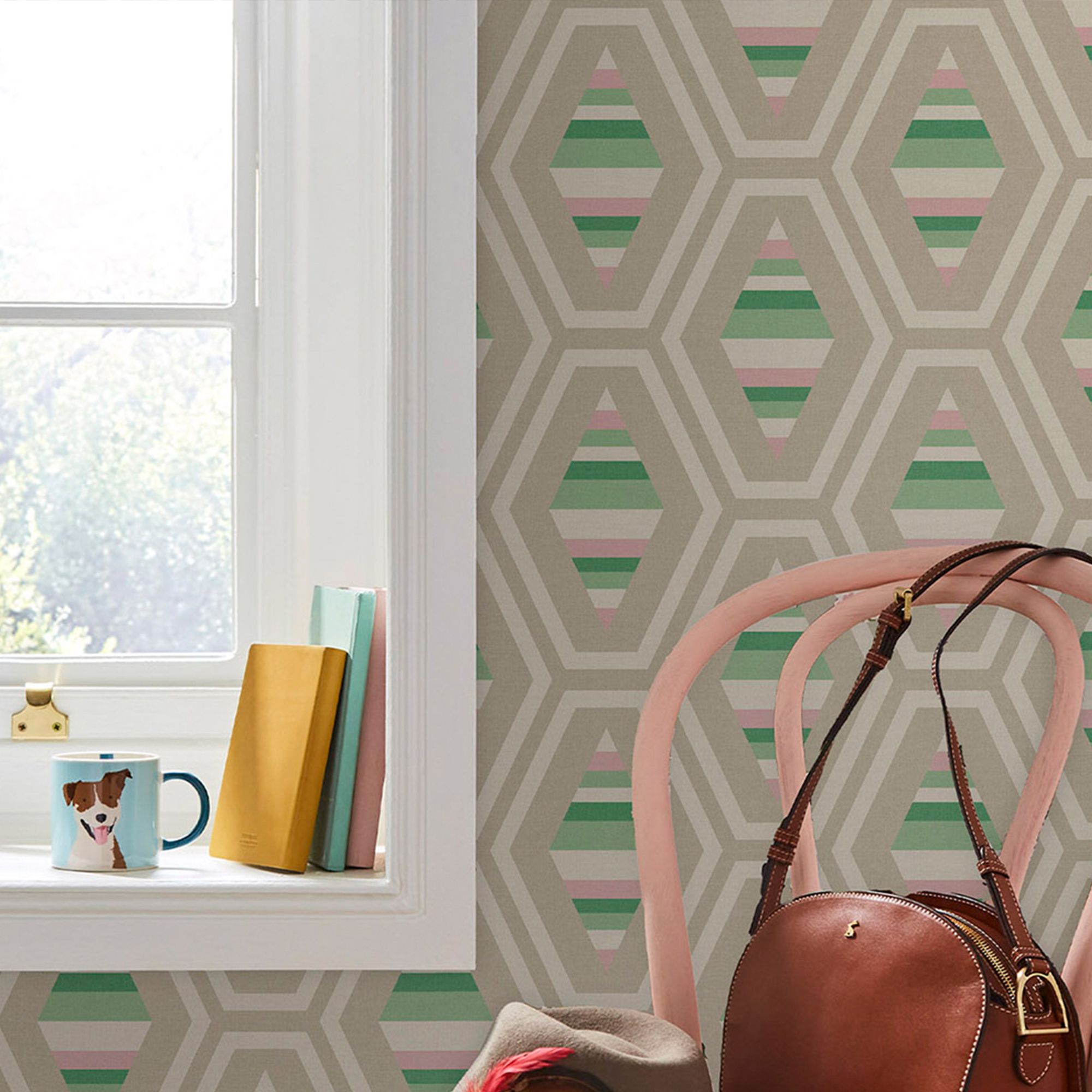 Joules Multicolour Geometric Smooth Wallpaper Sample