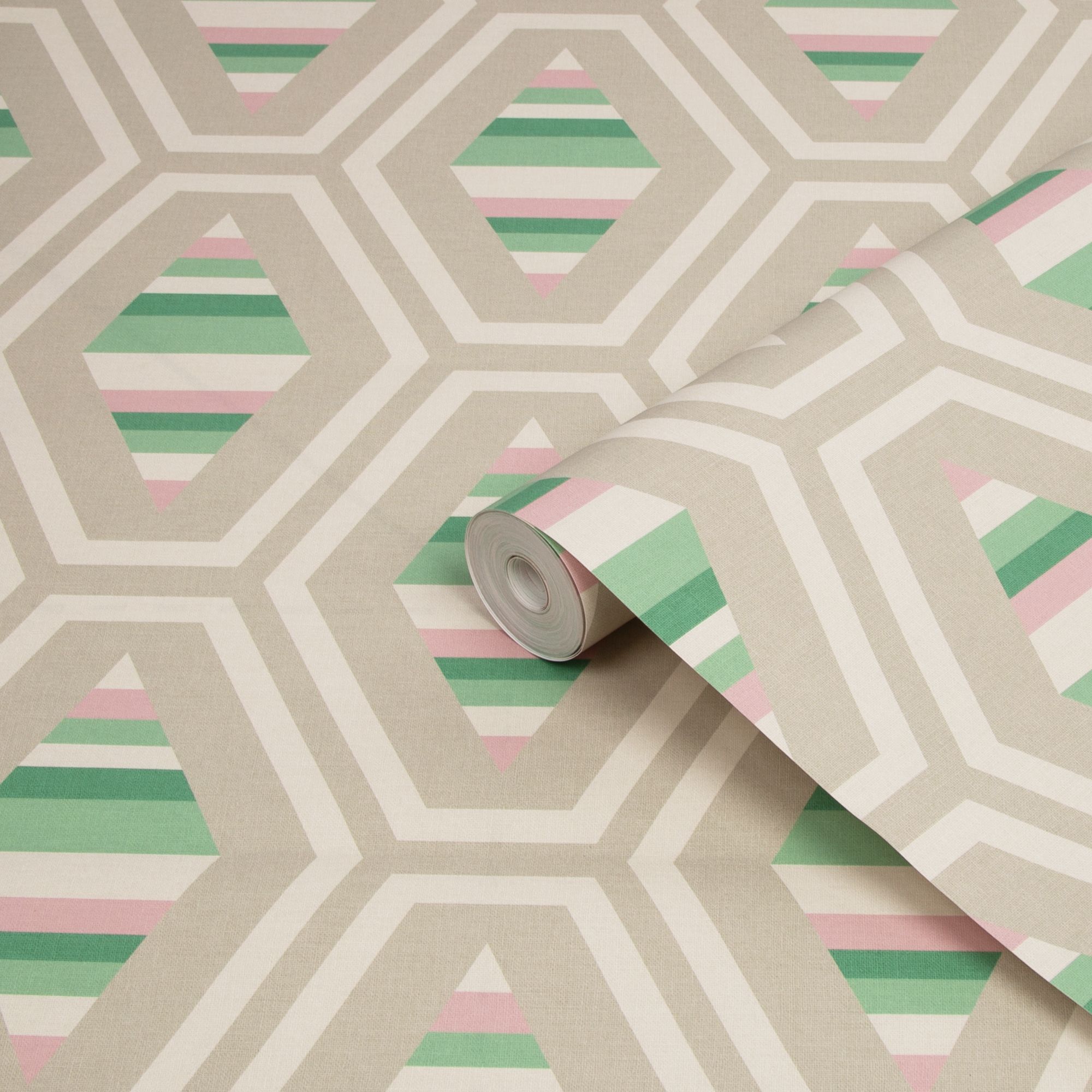 Joules Multicolour Geometric Smooth Wallpaper Sample