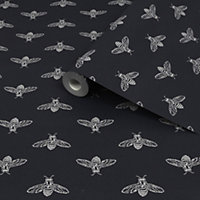 Joules Navy Bee Smooth Wallpaper
