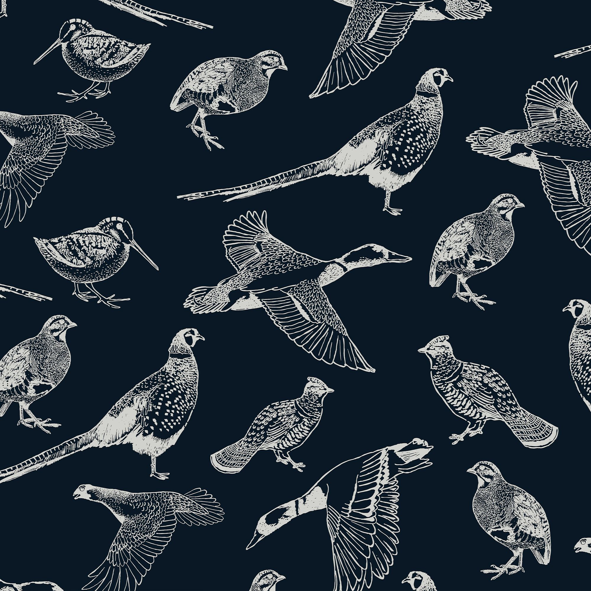 Joules Navy Country birds Smooth Wallpaper
