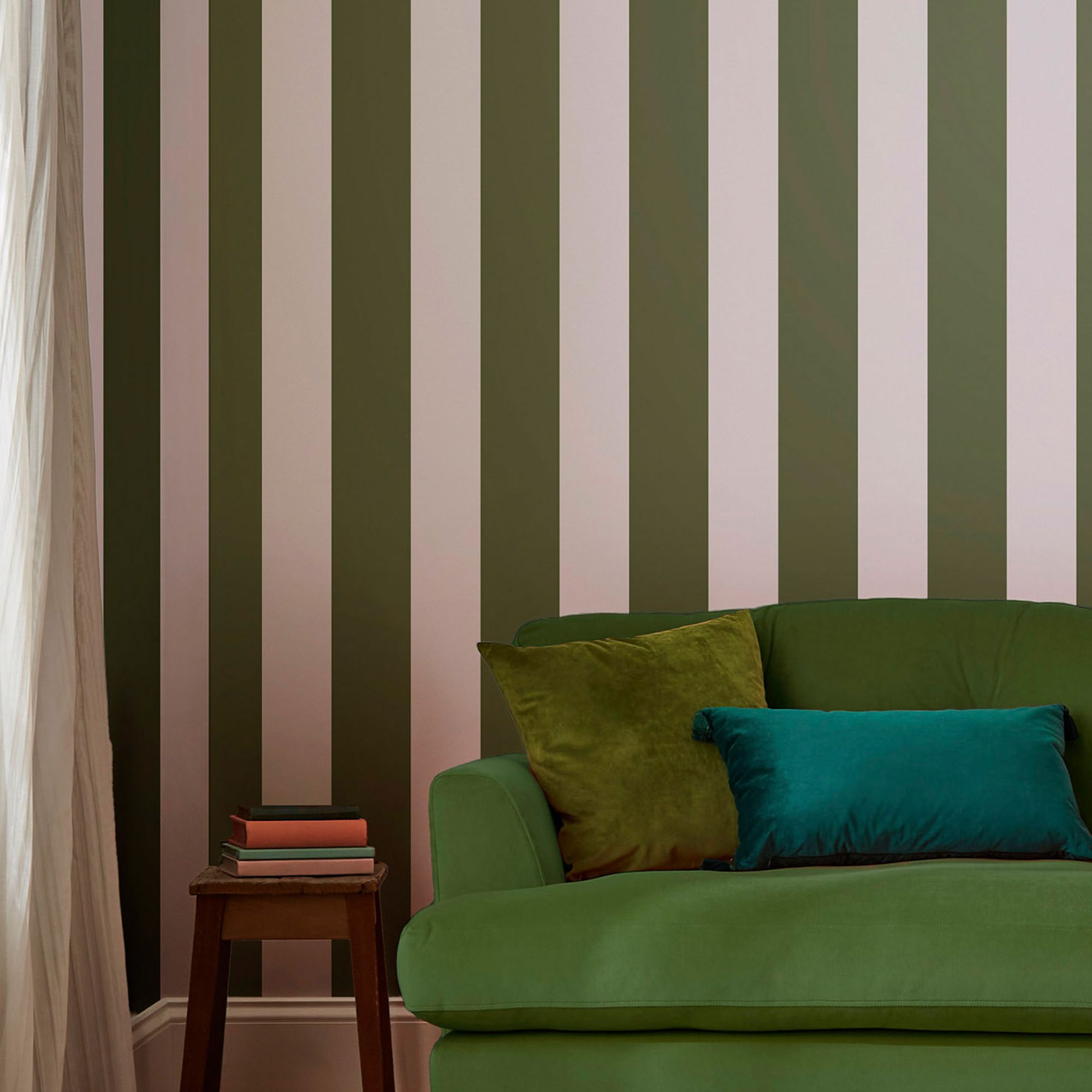 Joules Olive Harborough stripe Smooth Wallpaper