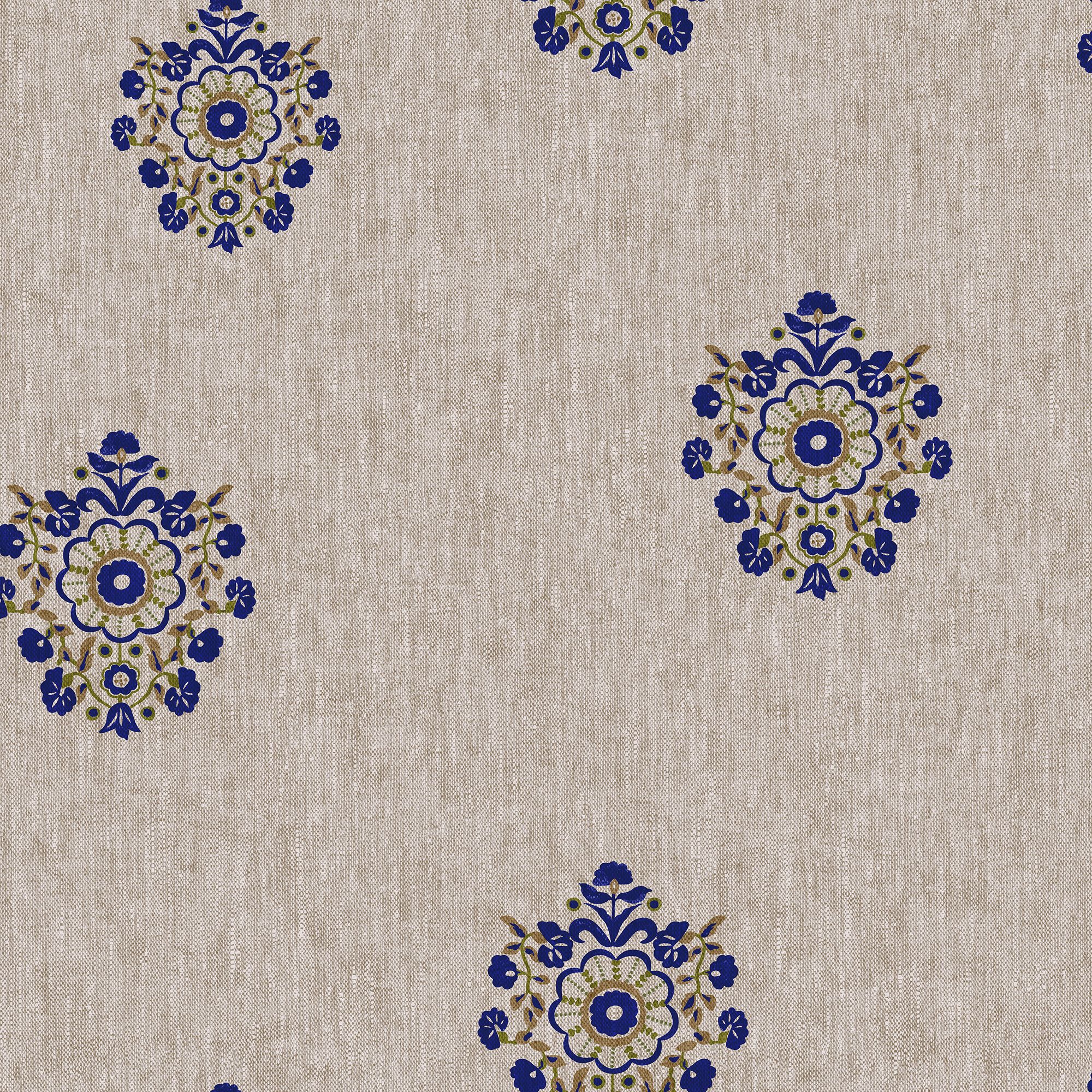 Joules Relaxed Eclectic Blue Motif Patterned Smooth Wallpaper
