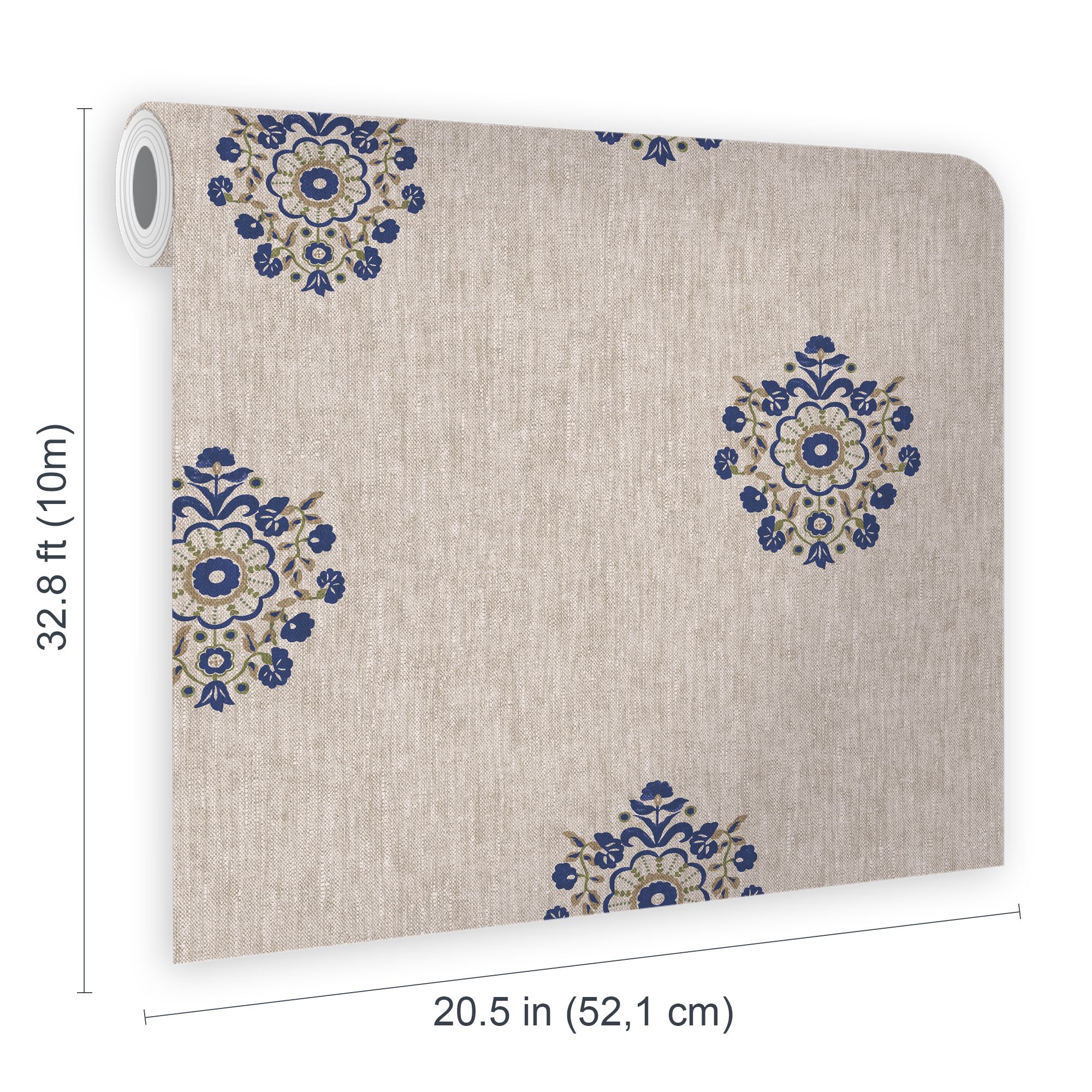 Joules Relaxed Eclectic Blue Motif Patterned Smooth Wallpaper