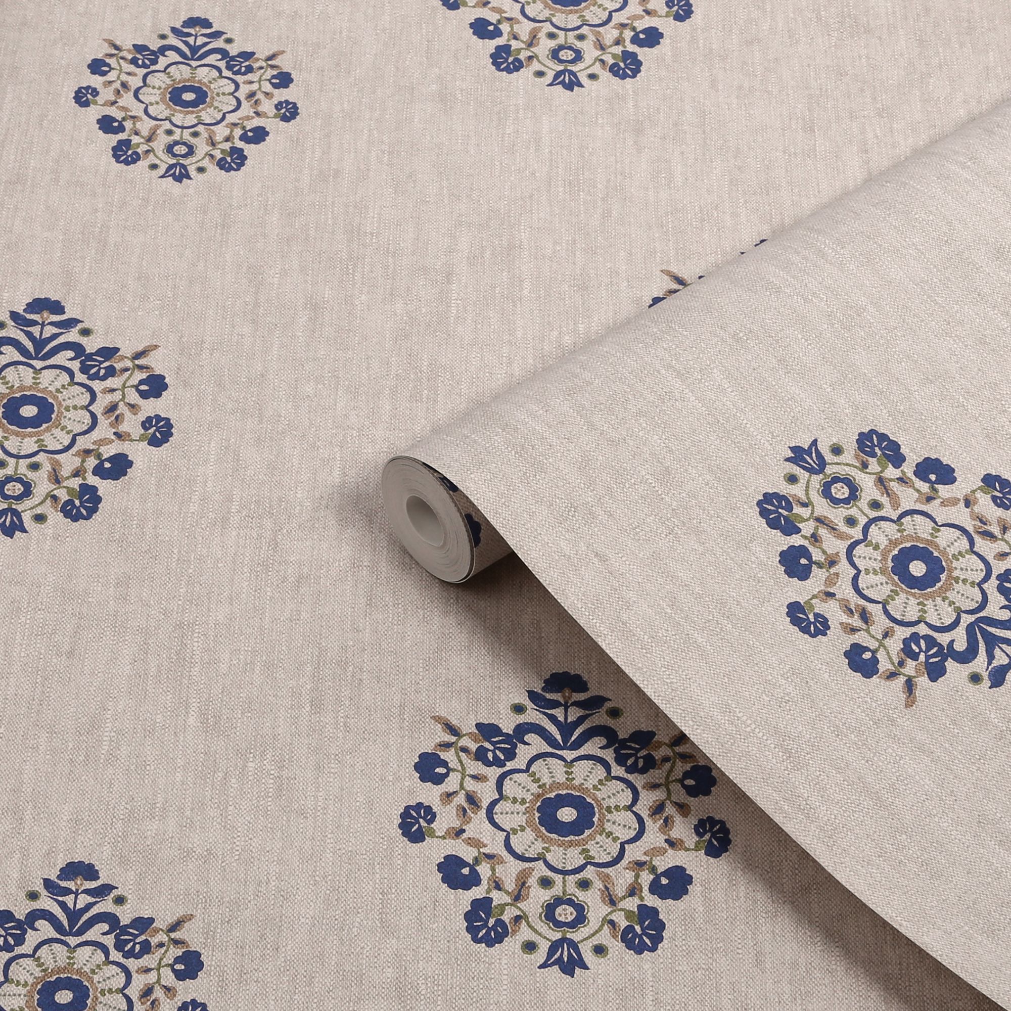 Joules Relaxed Eclectic Blue Motif Patterned Smooth Wallpaper