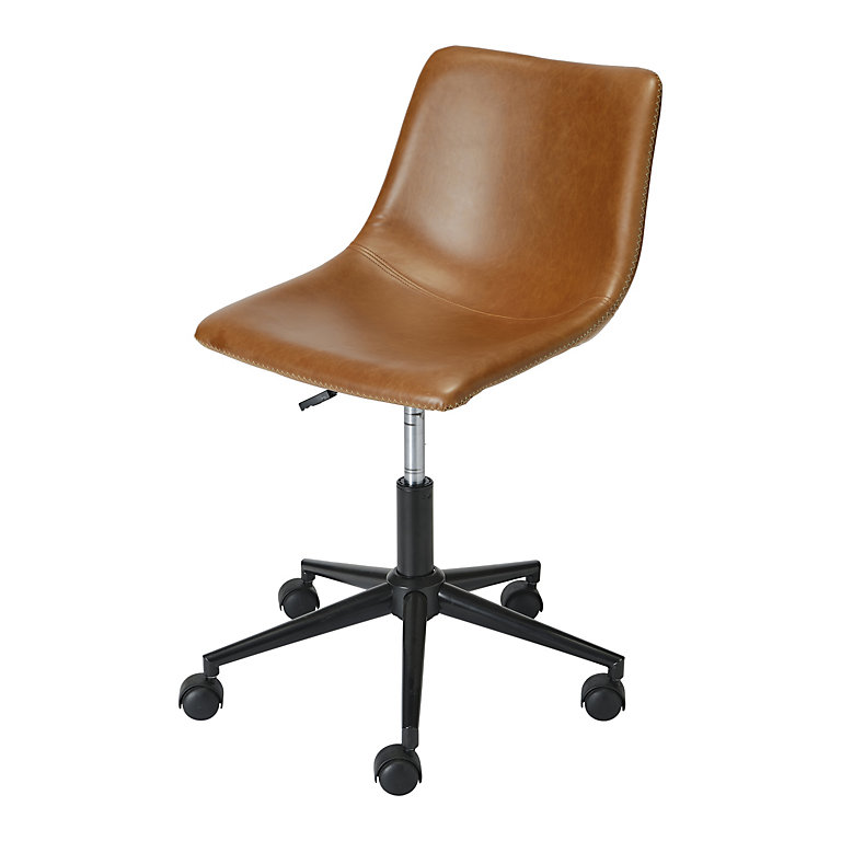 Jowan Brown Faux leather effect Office chair (H)840mm (W)465mm (D)500mm | DIY at B&Q