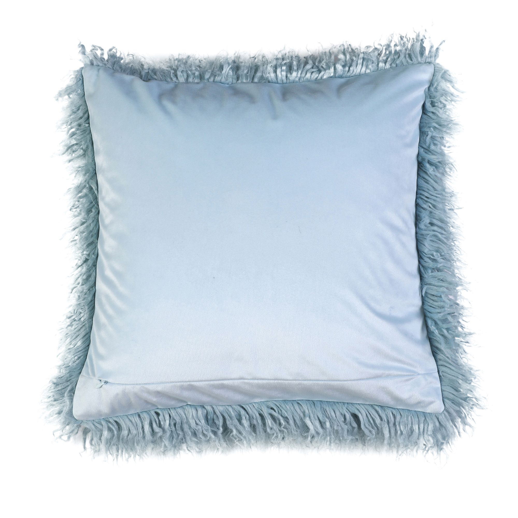 Light blue outlet faux fur pillow