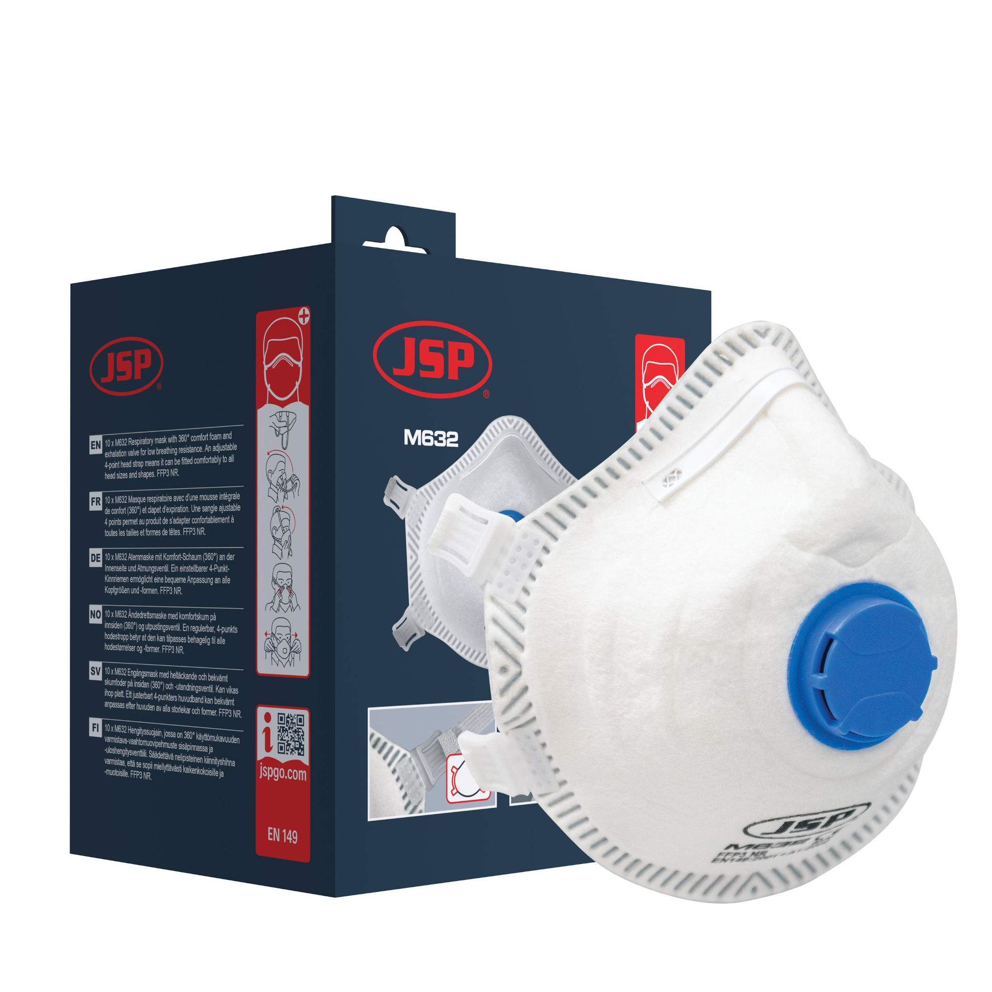 JSP FFP3 Valved Disposable dust mask M632, Pack of 10