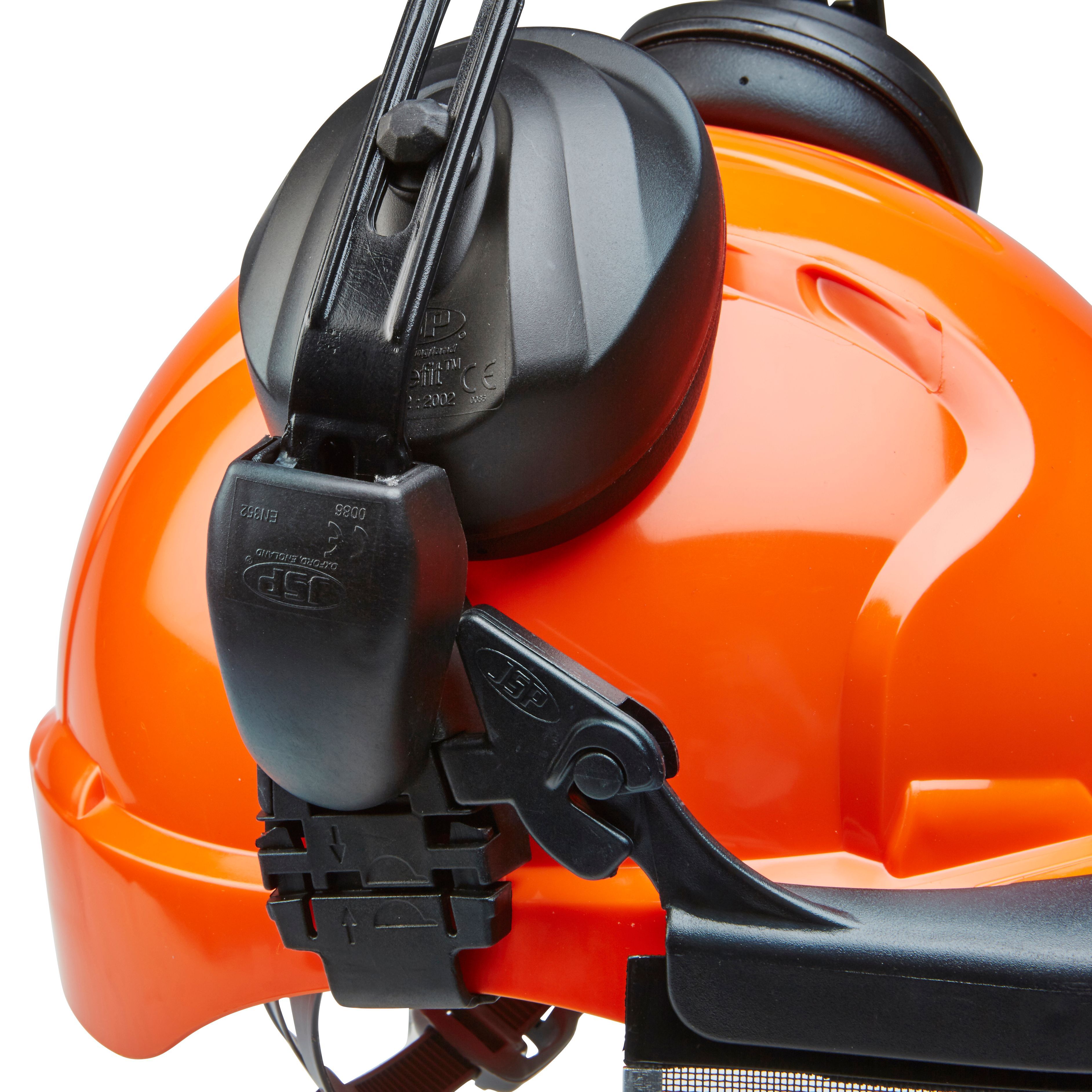 JSP Orange & black Forestry helmet with Ear defenders & visor
