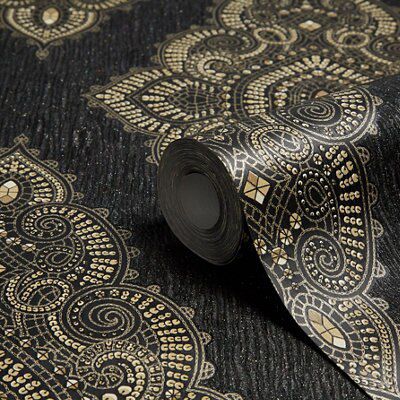 Graham Brown Art Deco Black and Gold Wallpaper