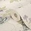 Julien MacDonald Exotica Duck egg & lilac Floral & birds Glitter effect Textured Wallpaper Sample