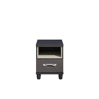 Juno Matt black & graphite 1 Drawer Bedside chest (H)520mm (W)400mm (D)420mm