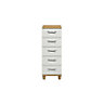 Juno Textured White oak effect 5 Drawer Chest of drawers (H)1100mm (W)400mm (D)420mm