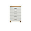 Juno Textured White oak effect 5 Drawer Chest of drawers (H)1100mm (W)800mm (D)420mm