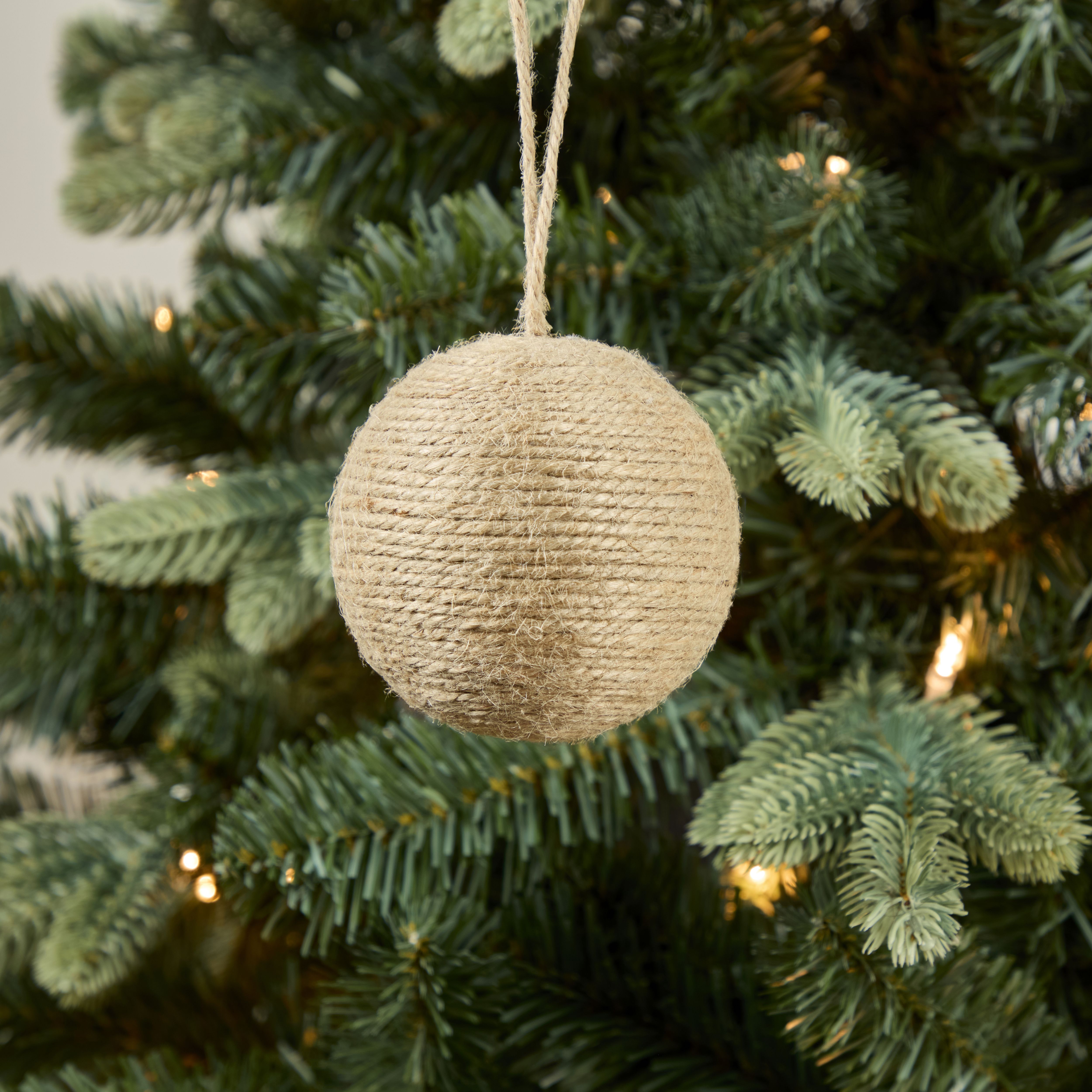 Jute string Round Bauble (D) 80mm - Natural