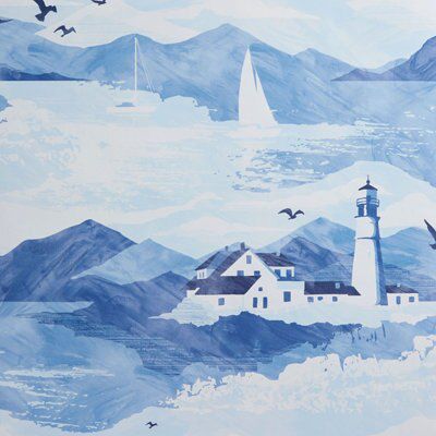 K2 Lighthouse Blue Nautical Smooth Wallpaper | DIY at B&Q