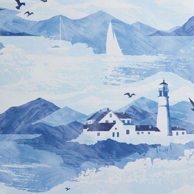 K2 Lighthouse Blue Nautical Smooth Wallpaper | DIY at B&Q