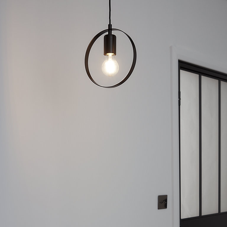Kaitains Matt Black Pendant Ceiling Light Dia 200mm Diy At B Q - Black Ceiling Lights For Hallway