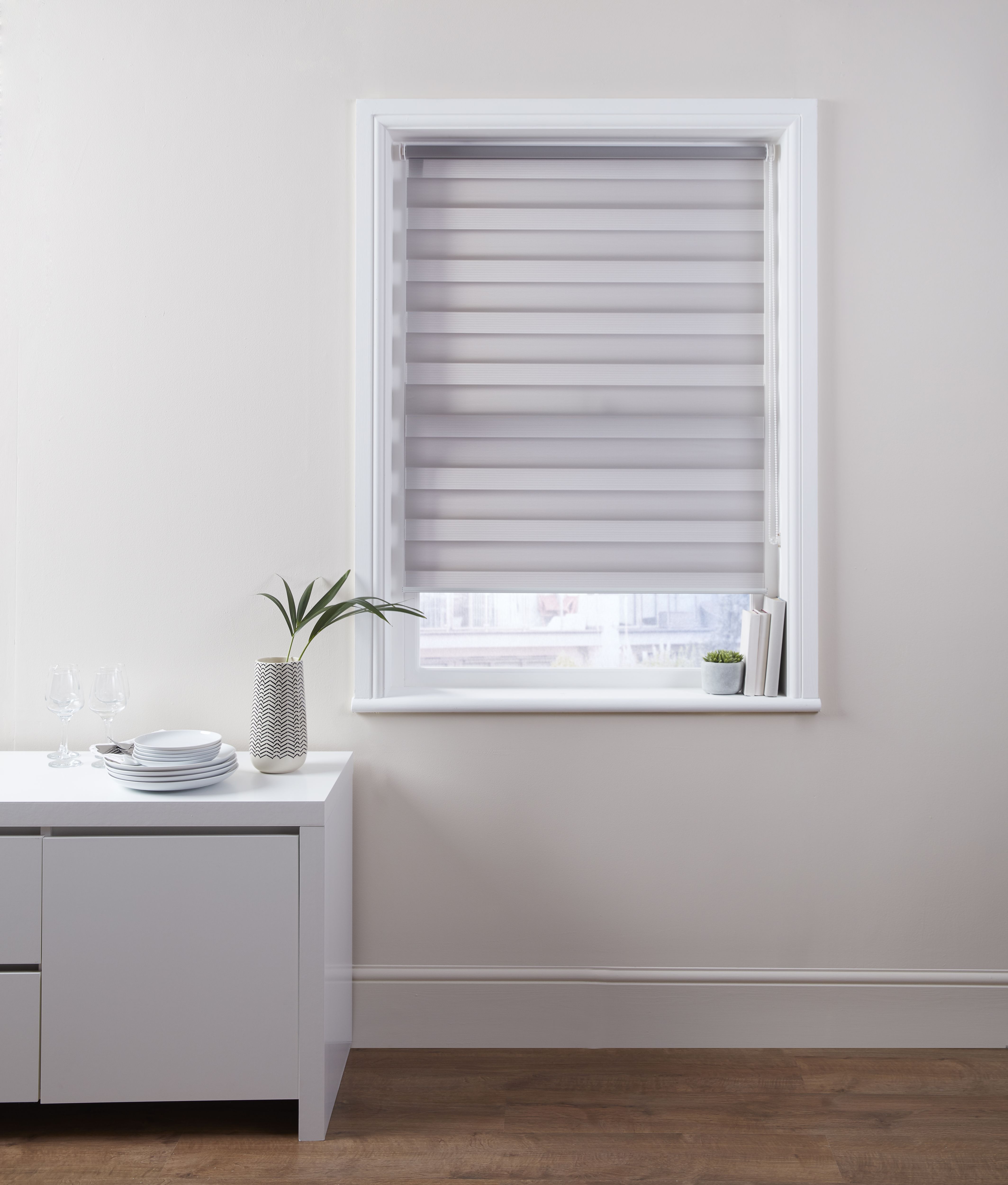 Kala Corded Grey Striped Day & night Roller Blind (W)90cm (L)180cm - 8