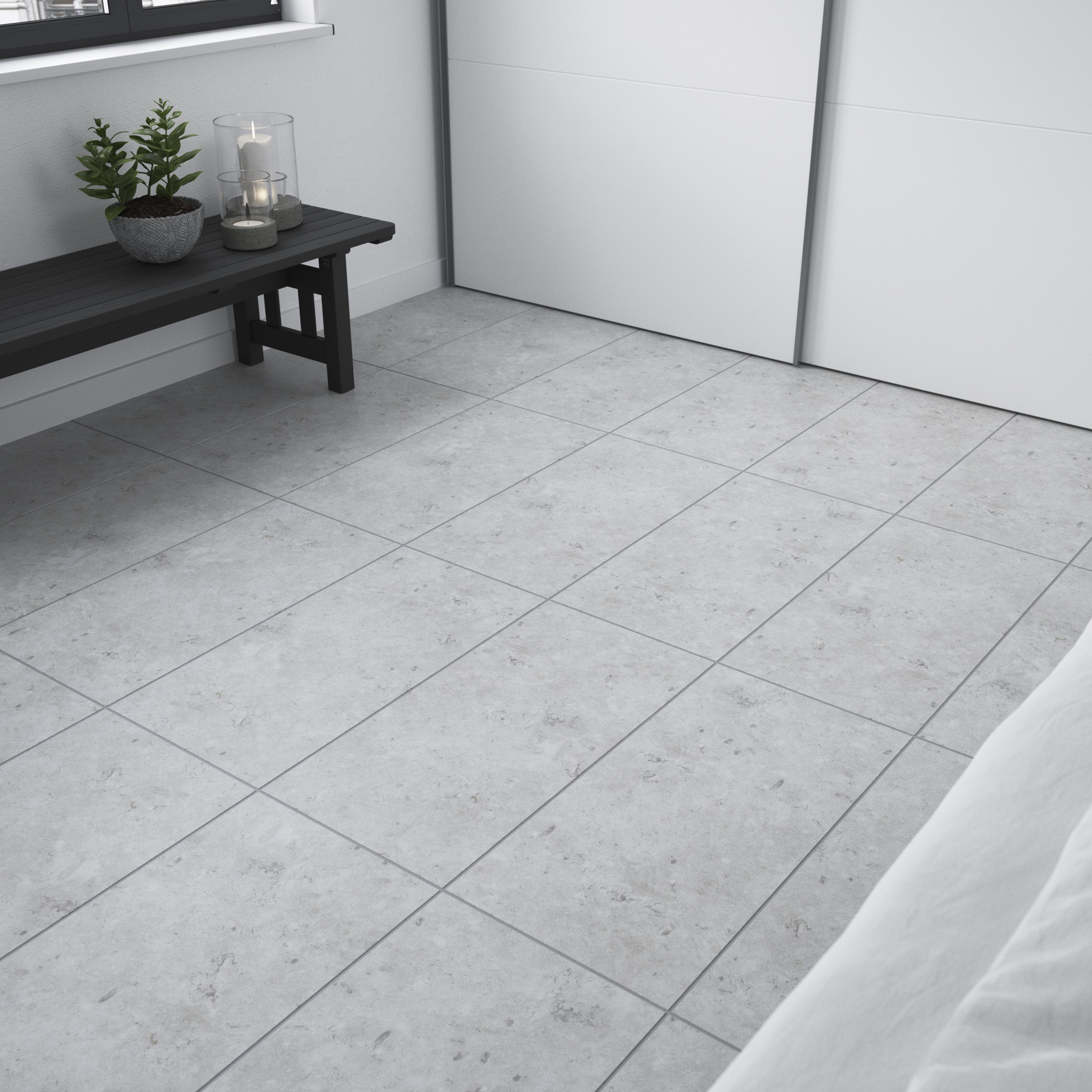 Kale Bradwell Light grey Matt Marble effect Porcelain Indoor Wall & floor Tile, Pack of 6, (L)600mm (W)300mm