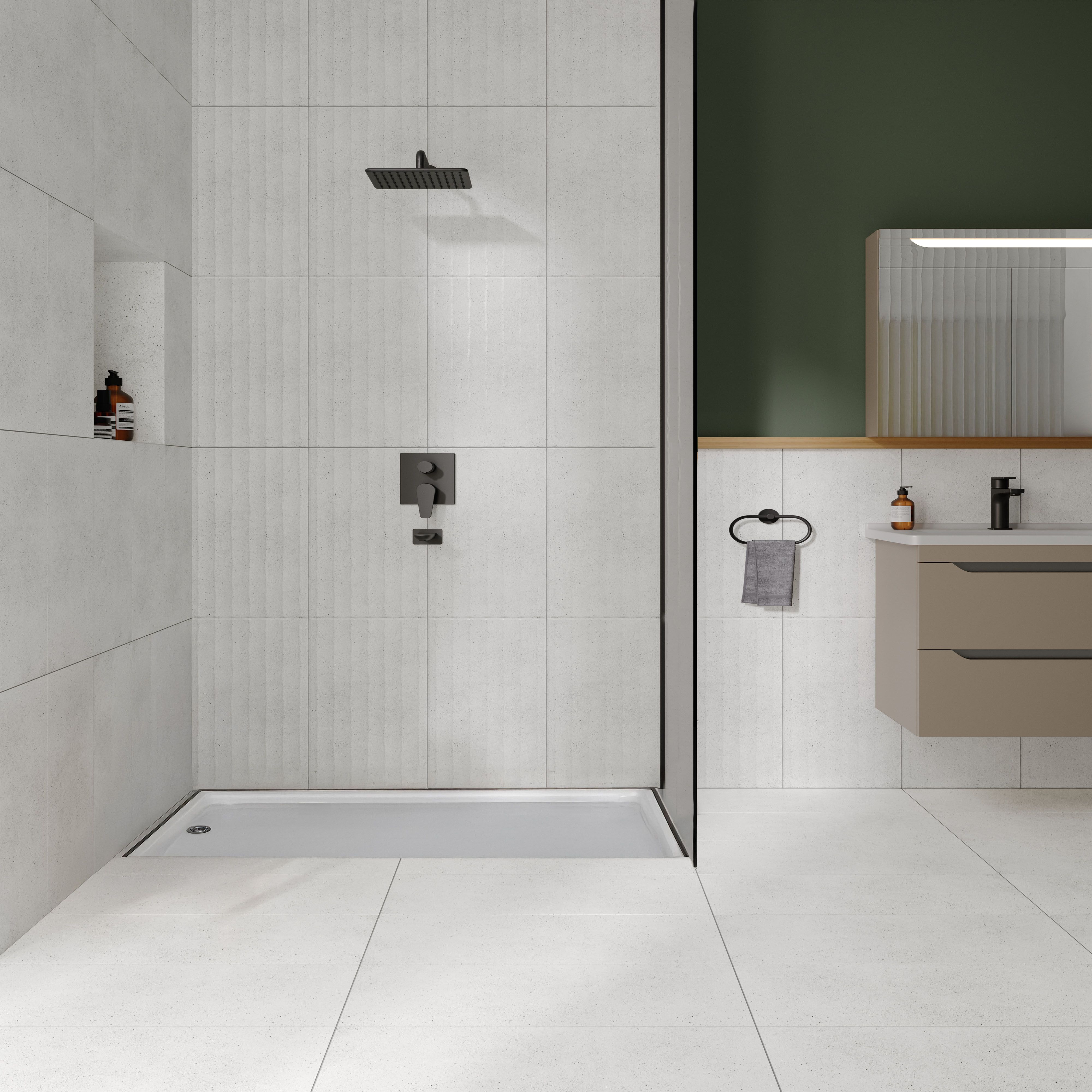 Kale Capri White Matt Limestone effect Ceramic Indoor Wall tile, Pack of 6, (L)600mm (W)300mm