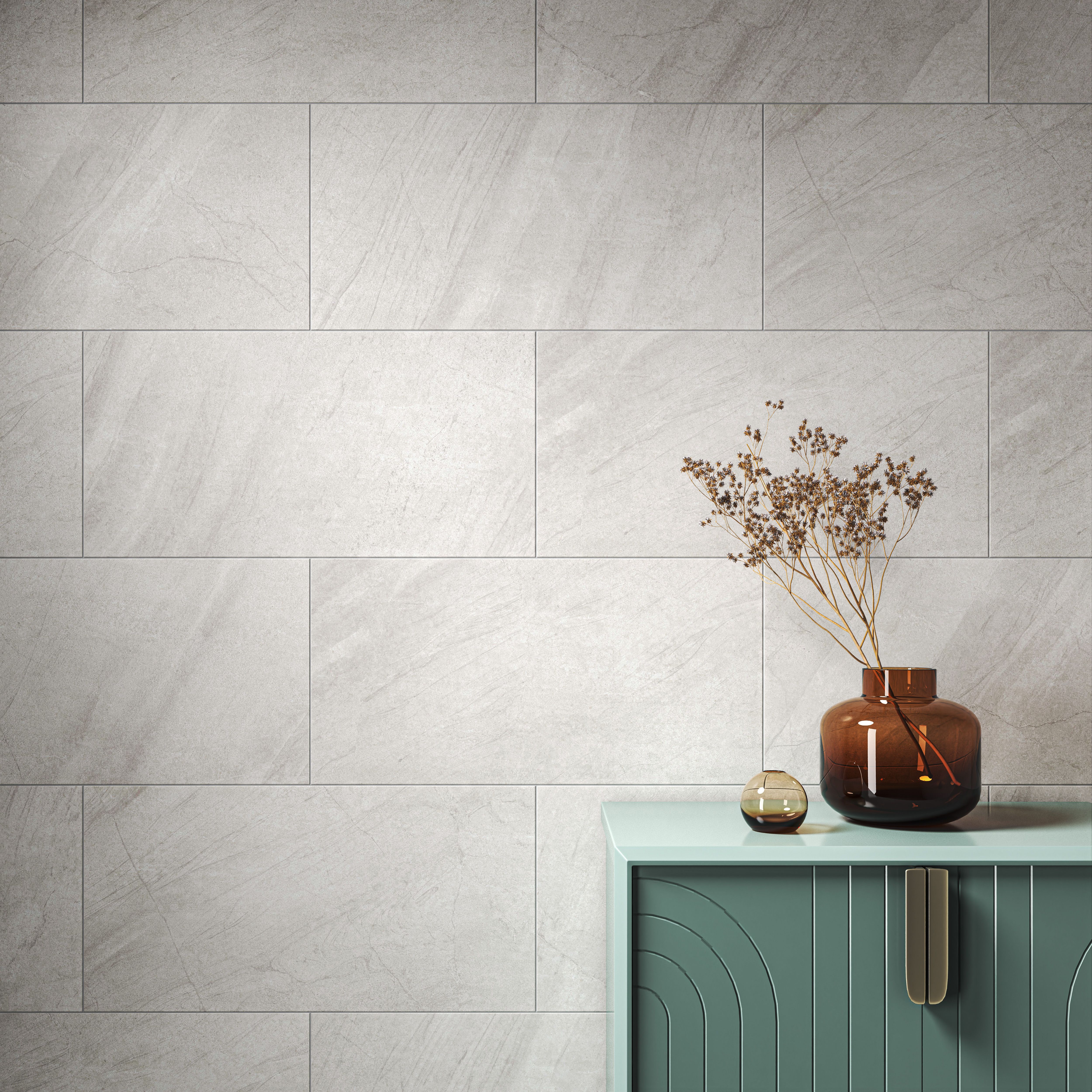 Kale Manhattan Matt Stone effect Ceramic Indoor Wall & floor Tile, Pack of 6, (L)600mm (W)300mm