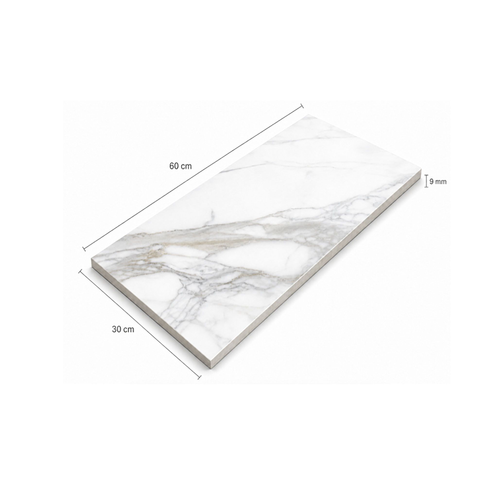 Kale Nora white Matt Marble effect Ceramic Indoor Wall & floor Tile, Pack of 6, (L)600mm (W)300mm