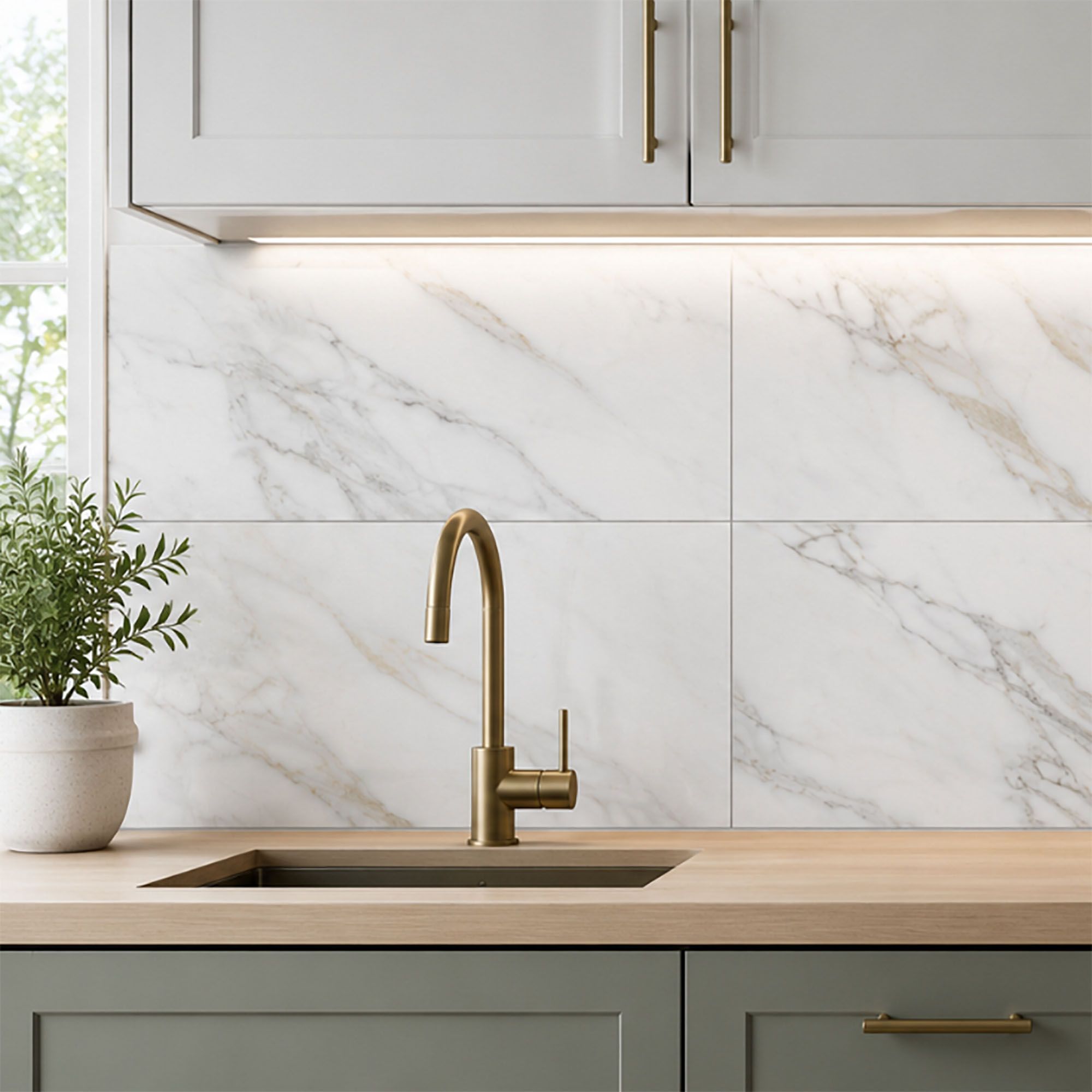 Kale Nora white Matt Marble effect Ceramic Indoor Wall & floor Tile, Pack of 6, (L)600mm (W)300mm
