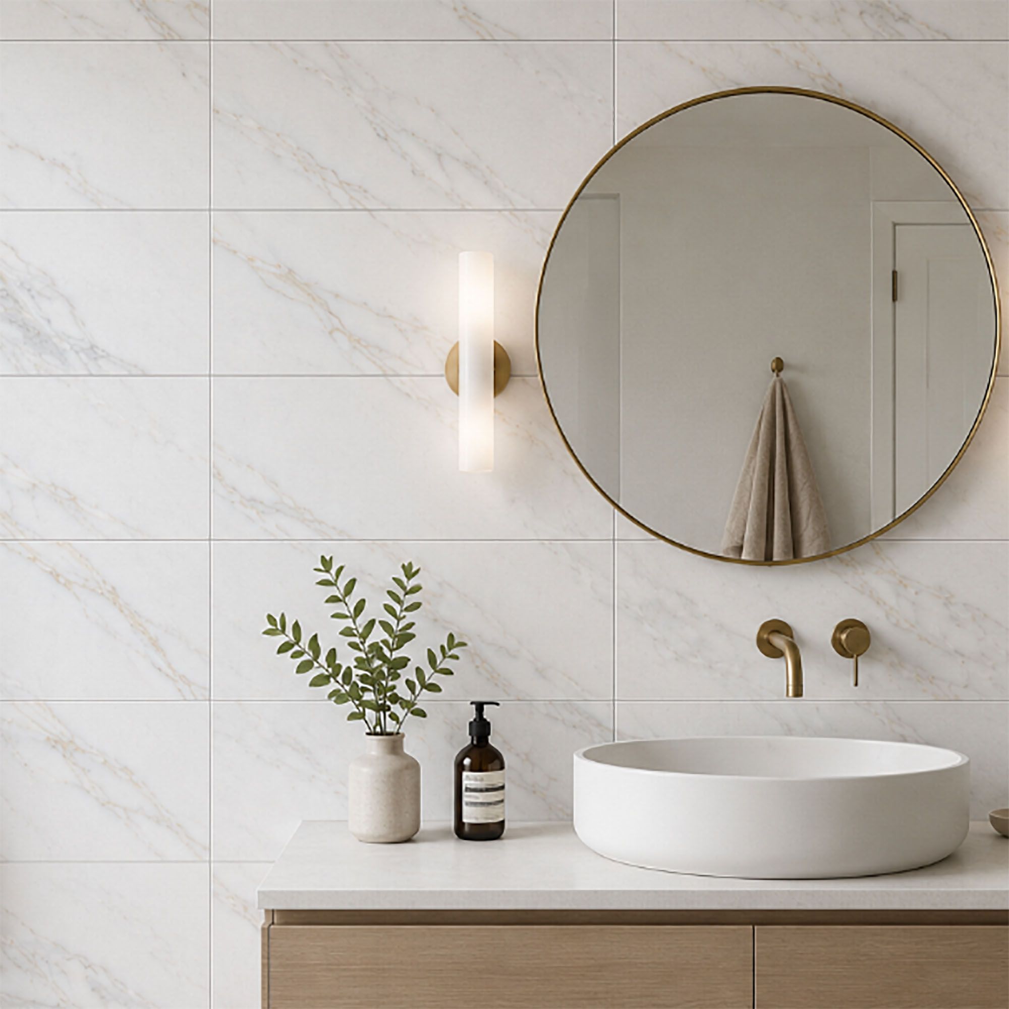 Kale Nora white Matt Marble effect Ceramic Indoor Wall & floor Tile, Pack of 6, (L)600mm (W)300mm