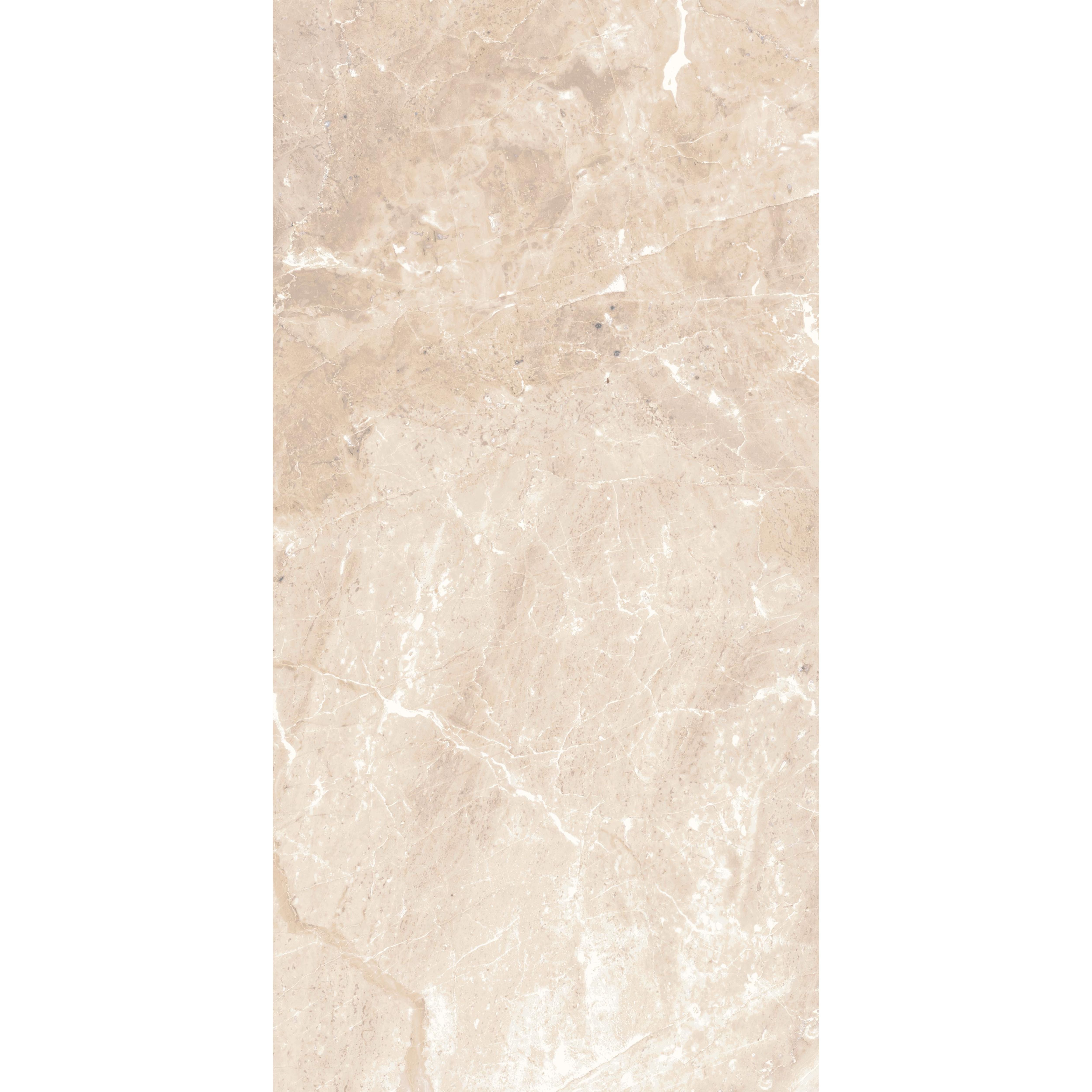 Kale Rockwell Beige Gloss Marble effect Ceramic Indoor Wall tile, Pack of 6, (L)600mm (W)300mm