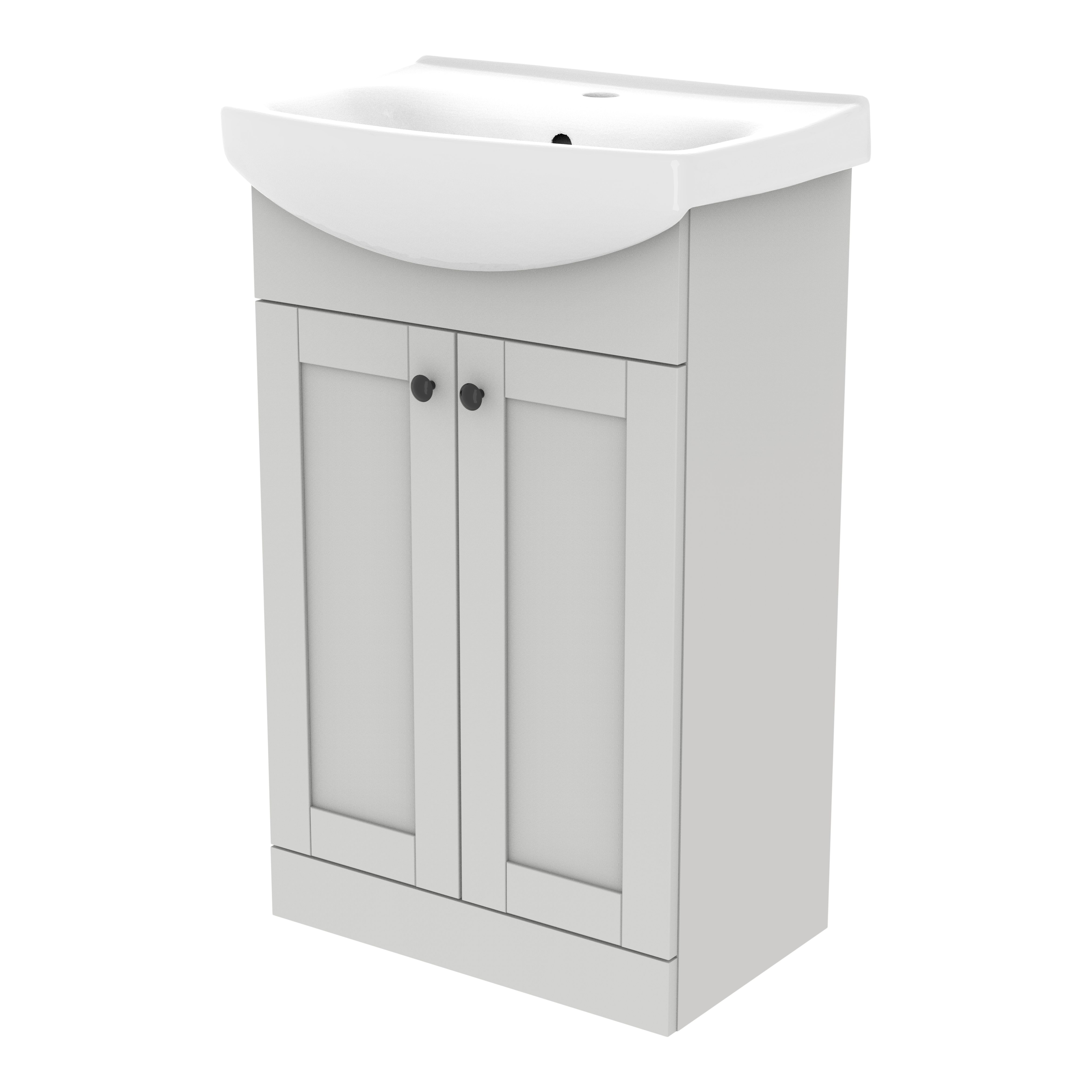 Kalena Matt Dove grey Freestanding Vanity unit & basin set (W)550mm (H)874mm