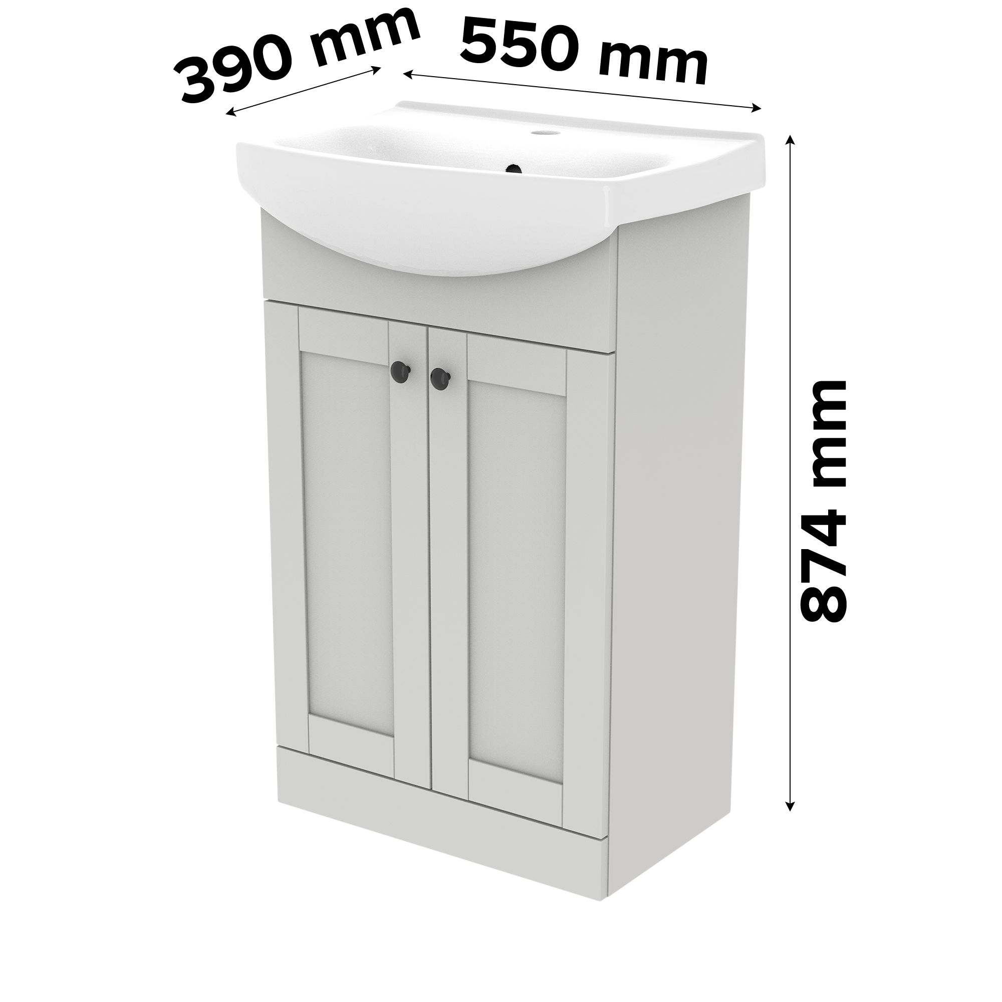 Kalena Matt Dove grey Freestanding Vanity unit & basin set (W)550mm (H)874mm