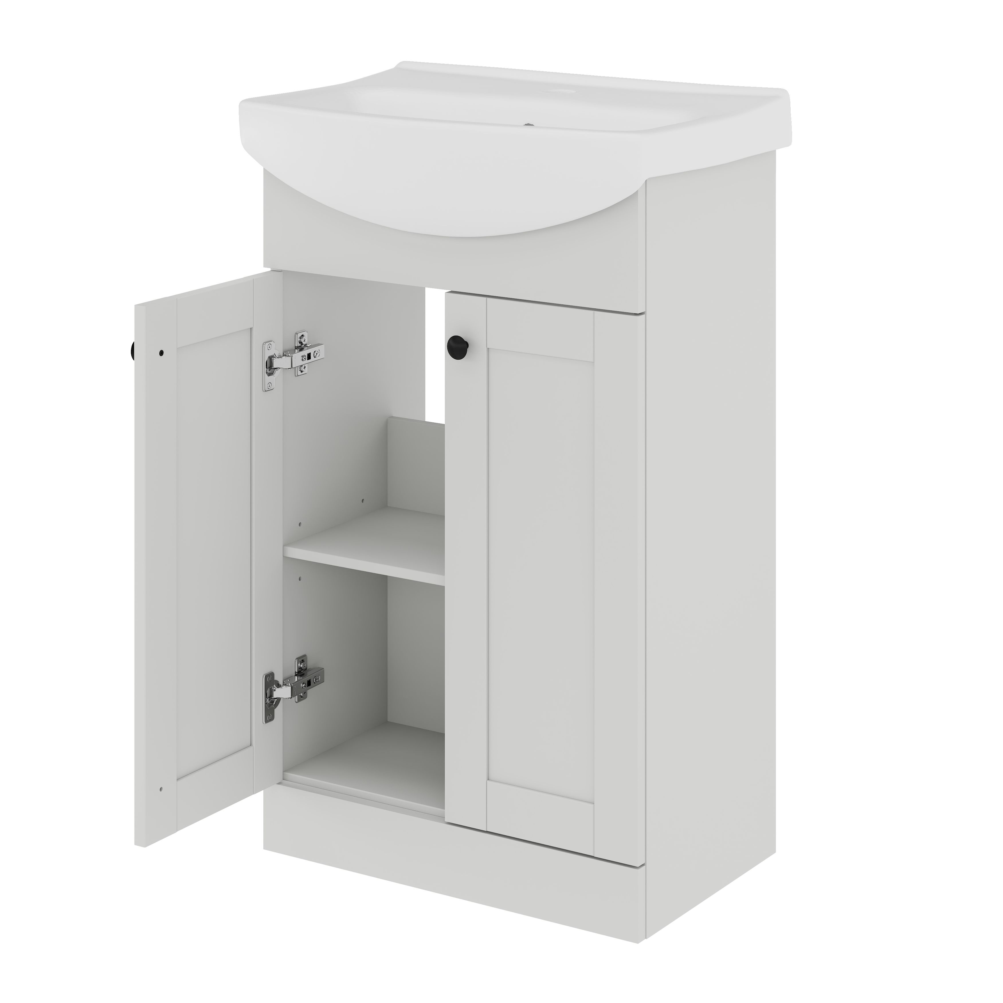 Kalena Matt Dove grey Freestanding Vanity unit & basin set (W)550mm (H)874mm