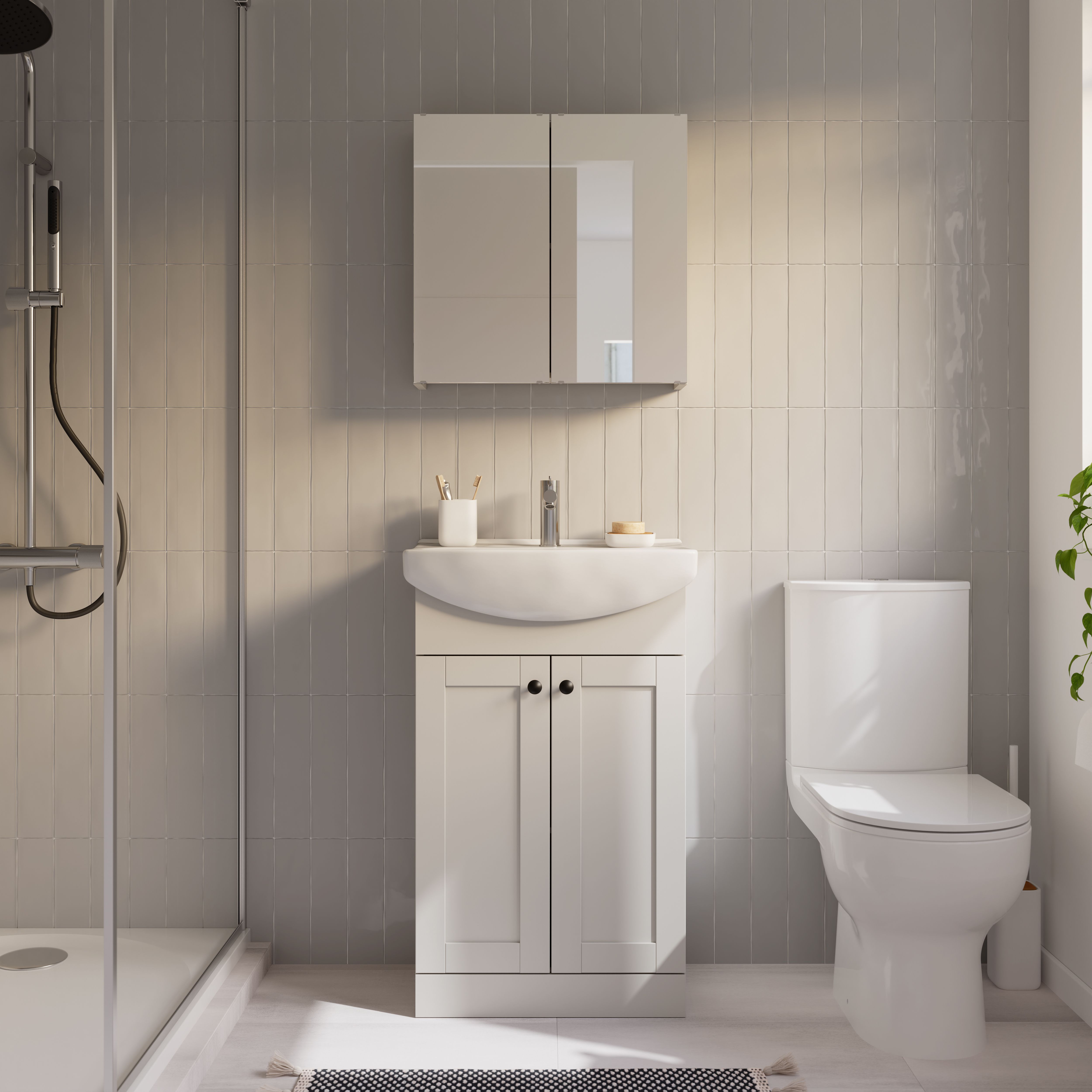 Kalena Matt Pebble Freestanding Vanity unit & basin set (W)550mm (H)874mm