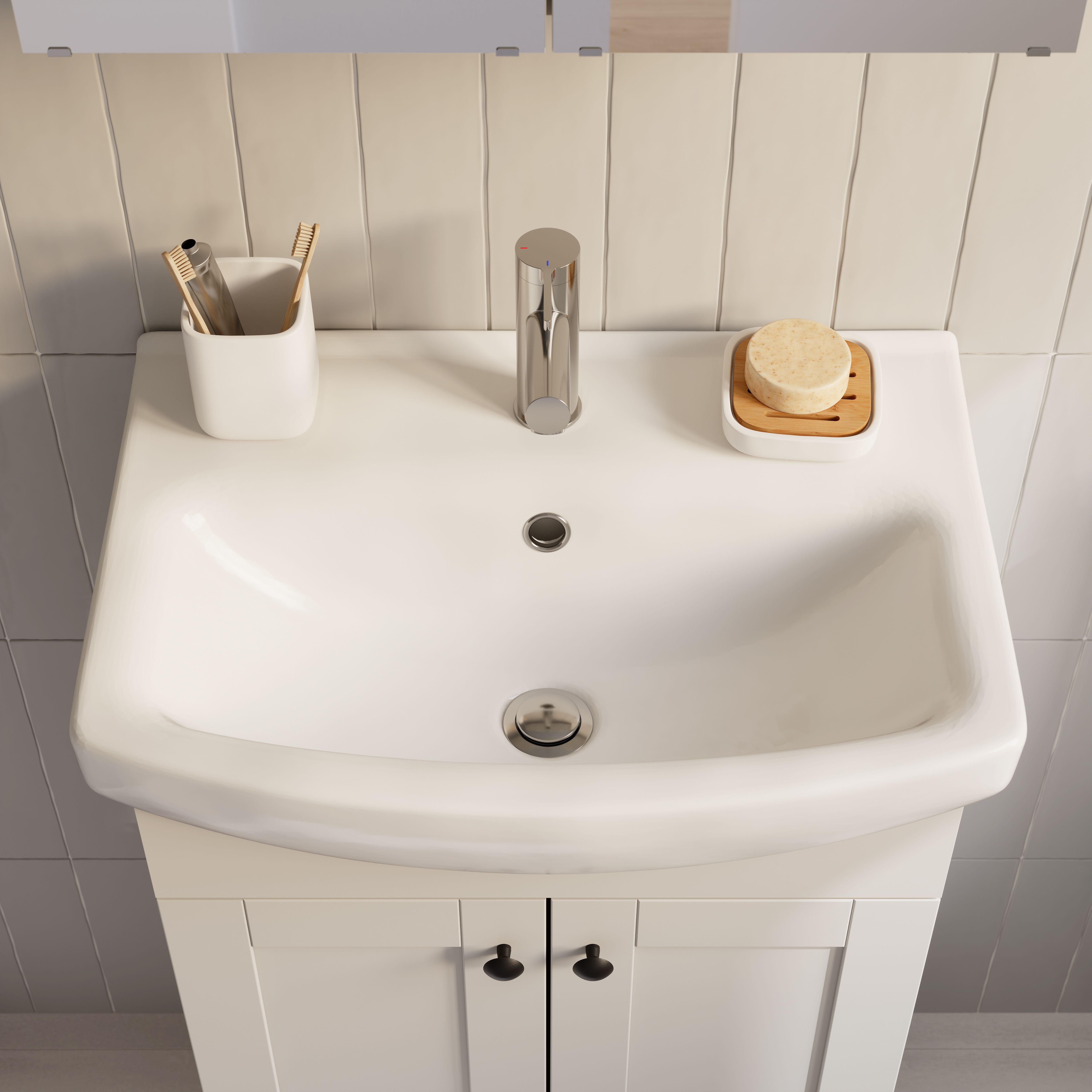Kalena Matt Pebble Freestanding Vanity unit & basin set (W)550mm (H)874mm